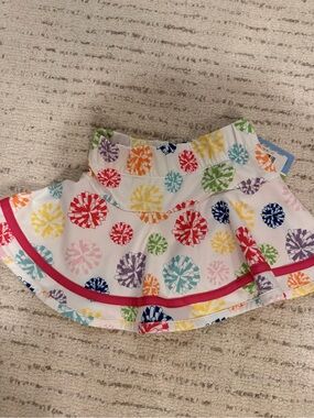 SET Active Girls White Skort with Multicolor Pom Print